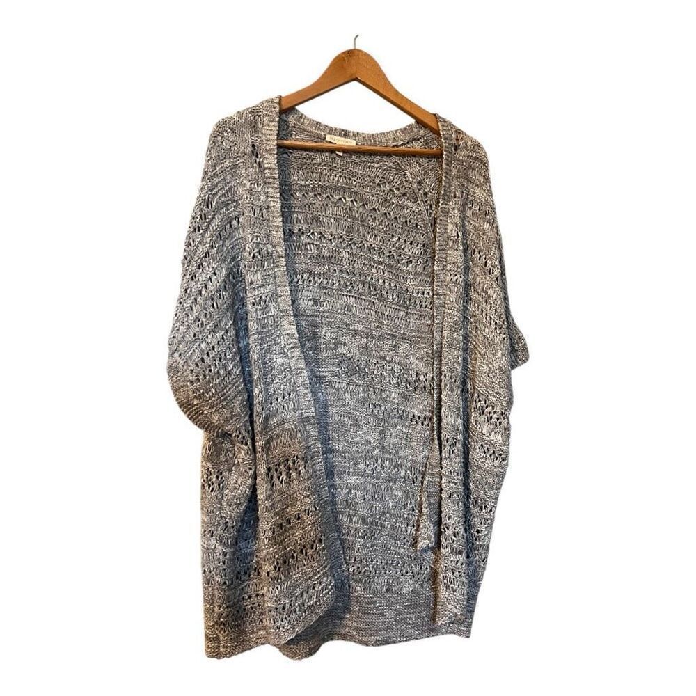 Eileen Fisher Size XL Dolman Sleeve Open Front Sweater Gray Italian Knit Wrap